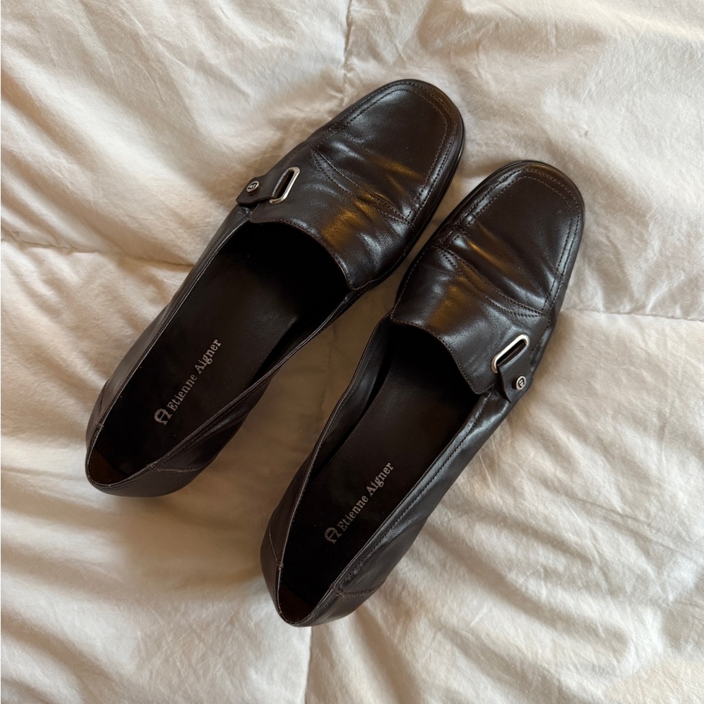 Aetienne Agner Rich Cherry 🍒 Brown Leather Slip-Ons